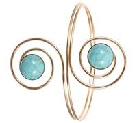 ifundom Gold Turquoise Spiral Arm Cuff Bracelet Lightweight Adjustable Armlet for Women Daily Wear and Formal Occasions Elegant Ladies Jewelry