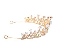 ifundom Golden Baroque Crown Tiara for Women Wedding Headpiece with Crystal Rhinestones and Embedded Pearls, Alloy Material, Versatile Styling, for Bride and Birthday Banquets
