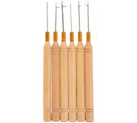 ifundom Hair Crochet Hooks with Wooden Handles Latch Hooks 6 Pcs Dreadlock Crochet Needles and Iron Material, Resistant to Deform and Comfortable Grip for Hair Extension and Dreadlock