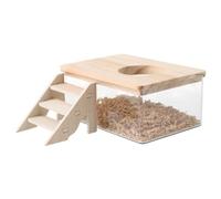 ifundom Hamster Bathroom Bath Container Chinchilla Litter Box Dust Bath Box Activity Structure Hamster Habitat Accessory Steps Bedding