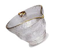 ifundom Handmade Capacity for Kitchen Use Glass Tea Cup with Lid and Infuser, Unique Decorative Golden Design for Drinking Loose Leaf Tea Tearoom Teacup