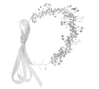 ifundom Handmade Korean Style Silver Wedding Hair Vine with Crystal and Pearl Bridal Headband White Floral Hair Accessory for Bridesmaids and Bride for Ceremony