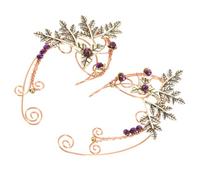 ifundom Handmade Rose Gold Leaf Fairy Ear Clip Earrings for Women Elegant Alloy Ear Wraps with Curvy Design Versatile Fashion Accessory for Anniversary Casual and Formal Wear