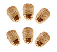 ifundom Handwoven Bamboo Bird Nest Shelter with Hooks for Outdoor Garden Decor, 6pcs 10x7x12cm Creative Finch Nest Box for Wild Birds