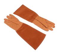 ifundom Heavy Duty Long Gardening Gloves Adjustable Wrist Protection, Brown Cowhide Work Gloves for Gardening and Pruning in Outdoor Landscaping
