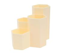 ifundom Hexagonal Pencil Organizer Four Grids for Desktop Organisation, Multipurpose Pp Stationery Holder for Students and Teachers, Yellow Desk Storage Solution