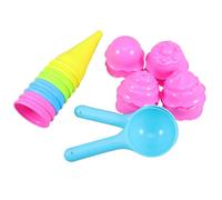 ifundom Ice Cream Cone Sandbox Playset, Plastic Ice Cream Scoop Mold with 2 Pink Lids and 2 Blue Spoons, Outdoor Sand Beach Set for Boys