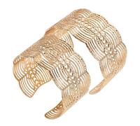 ifundom Lace Openwork Wide Cuff Bracelet Metal Arm Bangle Hollow Design Statement Jewelry for Women Ladies Chunky Bangle