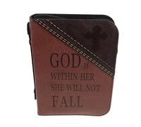ifundom Large Bible Cover with Cross Design, Zippered Carrying Case with Handle and Inner Pockets, Protective Book Bag for Scripture Study and Church Use