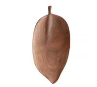 ifundom Leaf Shaped Black Walnut Serving Plate Handmade Wooden Dish for Serving Fruit and Salad, Delicate Creative Tray for Coffee Shop or Restaurant Use