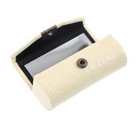 ifundom Lipstick Case Beige Pu Leather with Built-in Mirror Compact Small Travel Makeup Organizer Pouch, Space-Saving Single Lipstick Holder for On-the-go Use