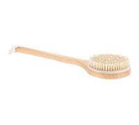 ifundom Long Handle Bath Brush with Wood Handle and Comfortable Grip, Exfoliating Dry Brushing Body Brush for Men and Women, Beige Shower Scrubber for Effective Oil Removal and Skin Care
