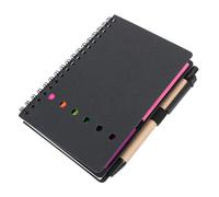ifundom Loose-leaf Spiral Notebook and Sticky Labels Set with Pen, Black Paper and Pet Material, for Study and Living Room, for Prioritising Tasks and Writing Diary,