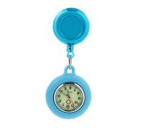 ifundom Luminous Quartz Nurse Watch Clip-on Pocket Watch with Retractable Flexible Band, Light Blue Hanging Fob for Nurses and Medical Staff, Student Exam Compatible