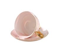 ifundom Marble Pattern Ceramics Mug with Saucer 250ml Red Coffee Cup