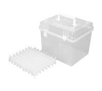 ifundom Marker Carrying Case for Pens and Markers with Individual Slots and Handle, Plastic Portable Pen Organizer Storage Box, Easy Assembly and Lockable Components, for Travel and Desk