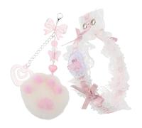 ifundom Mechanical Keyboard Strap with Metal Bow and Plush Cat Paw for Gamers Comfortable Hand Fatigue Reduction Desk Accessory