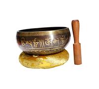 ifundom Meditation Bell Yoga Bowl Tibetan Singing Bowl Sound Therapy Handcrafted Engraved Art Relaxing Stress for Meditation and Yoga Practice