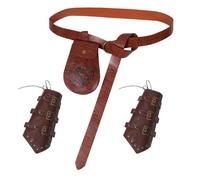 ifundom Men’s Renaissance Viking Belt Arm Guards Set - Brown Pu Leather Medieval Cosplay Accessories for Renaissance Fairs, Viking Festivals, and Historical Roleplay