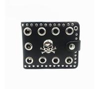 ifundom Mens Punk Pu Leather Wallet Purse Lightweight Portable Gothic Skull and Cross Design Stylish Biker Accessory for Everyday Use