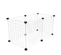 ifundom Metal Dog Cage DIY Wire Crate Hollow Iron Wire Design Easy to Disassemble with 12 Fixing Buckles White Pet Playpen for Small Dogs Puppies Indoor Use Random Color