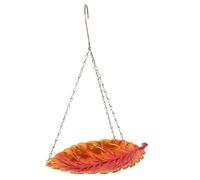 ifundom Metal Hanging Bird Feeder Tray Leaf Shaped Fine Polished Food Holder Dish Feeder for Canary Parrot Lark Small Birds Outdoor Garden Patio Yard Balcony Decoration