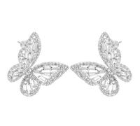 ifundom Metal Zirconia Butterfly Ear Studs for Women, Silver Needle Hypoallergenic Earrings, Lightweight Fashion Jewelry for Daily Wear and Special Occasions