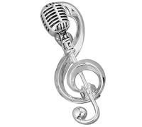 ifundom Microphone Music Note Lapel Pin Alloy Silver for Casual and Formal Events Women'S Brooch Pin Musical Instrument Inspired Accessory