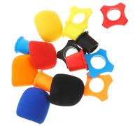 ifundom Microphone Windscreen Sponge Covers Random Color 15pcs with 5 Anti-rolling Rings and 5 Bottom Sleeves Providing Fall Protection and Wind Noise for Stage and Wireless Microphones