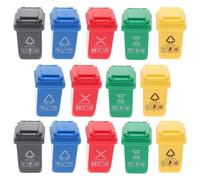 ifundom Mini Trash can Model 1/12 Scale Small Garbage Bin for Doll House Micro Landscape Decor Photo Prop Durable Miniature Sorting Trash can Set of 15