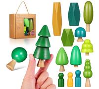 ifundom Mini Wooden Trees Kit Educational Small World Toy for Toddlers Preschool Play 4X2X1In Durable Natural Material Color Recognition