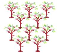 ifundom Miniature Architecture Trees Mini Landscape Model 9Cm High Plastic Simulation Tree with Four Blossoms Realistic Sand Table Accessory for DIY Scenery and Garden Decor 10Pcs Set