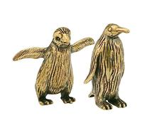 ifundom Miniature Brass Penguin Ornaments Set of 2 Vintage Bronze Animal Sculptures Sturdy Brass Material for Car Showcase Office Tabletop Decor