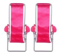 ifundom Miniature Folding Beach Chair Duo for Dollhouse Use 2 Lightweight Plastic Chairs for Seaside-Themed Displays and DIY Crafts