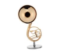 ifundom Miniature French Horn Model Gold-plated Brass Dollhouse Ornament for Music Room Display Realistic Musical Instrument Collectible for Enthusiasts and Decorators