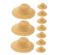 ifundom Miniature Straw Hats 10Pcs Tiny Woven Cowboy Hats for Doll Clothes and Rustic Photography Props, 10Cm Small Caps for DIY Crafting and Dollhouse Displays