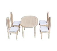 ifundom Miniature Table and 4 Chairs 1:12 Scale Mini Furniture Linen Chair DIY Oak Table and Mini House Model Supplies Photo Prop for Room Decor