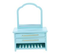 ifundom Miniature Vanity Table with Drawers Furniture Dollhouse Accessory Bathroom Mirror Cabinet Dollhouse Vanity for Playtime Mini Wood Cabinet Sky-blue
