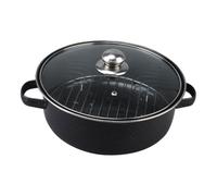 ifundom Multi Function Daily Use Roaster Pot Enamel Potato Cooking Pan with Lid for Home Camping and Food Stores Convenient Design Prevents Food Rolling
