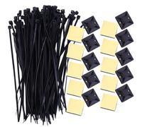 ifundom Multi-Purpose Black Zip Tie Adhesive Mounts Self Adhesive Pe Material, Effective Use and Anti-Aging Features, for Home and Office Cable Management