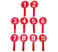 ifundom Multi-Use Scoreboards 10Pcs Handheld Paddles Red Foam Number Boards 1-10, Practical for Judging, Voting, and Event Scoring