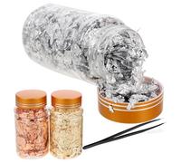 ifundom Nail Art Foil Suitable for Natural and Artificial Nails Gold Leaf Paper with Tweezer DIY Manicure Metallic Decoration Supplies for Theme Holiday Parties
