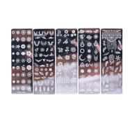 ifundom Nail Art Stamping Plates Set Nail Art Templates 5pcs with Floral and Winged Patterns Stainless Steel for Home and Party Use for Women