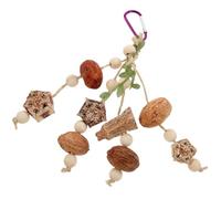 ifundom Natural Pinewood Hanging Parrot Chewing Large Bird Foraging Nut for Cage Suspended Play