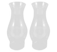 ifundom Oil Lamp Chimney Replacement 2Pcs 7.5Cm Diameter Four-Claw Glass Shade 8 Inch Height Windproof Feature for Outdoor Camping and Vintage Lighting