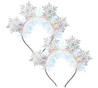 ifundom Ornament Hoop Leather Felt Comfortable Hair and Composite 2pcs Christmas Headband Snowflake Festive Cloth Decoration Party