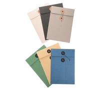 ifundom Paper File Pouches Thick Paper with String Button Design 6pcs Document Storage Bags, Large Capacity File Folders to Protect from Curling and Damage, for School and Home Use