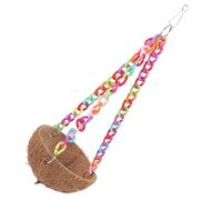 ifundom Parrot Hanging Bed with Colorful Chain Natural Coconut Shell Bird Nest Swing for Parakeets and Hamsters Safe and Reliable Multi Functional Pet Resting Hammock for Random Color