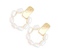 ifundom Pearl Hoop Earrings Small Round Artificial Pearl Studs Decorative Earrings for Women Party Jewelry Ear Ornaments