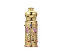 ifundom Perfume Bottle Classic with Practical and Decorative Features Middle East Alloy and Glass Stylish Golden Empty Essence Bottle for Essential Oils for Home and Car Use
